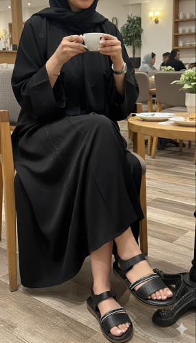 حذاء طبي أسود مزين بالفصوص اللامعه مرتفع ٢ سم مريح...