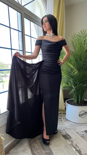فستان سهره حرير اسود راقي