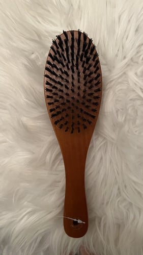 فرشاة شعر خشب بوجهين وجه لفك التشابك ووجه لتدليك ف...
