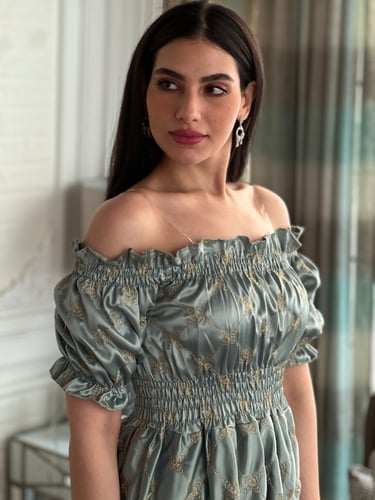 فستان تيفاني طويل تفته عالية الجودة مطرز بخيوط الق...