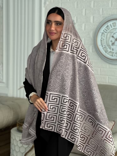 طرحة لون كشميري لينن خفيفه وباردة مطرزة بالخيوط رق...