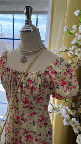 فستان اصفر مشجر خفيف وبارد صيفي