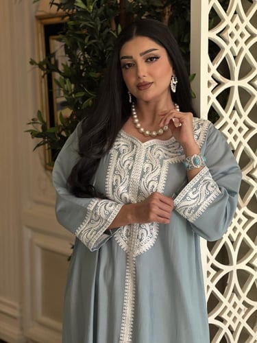 دراعه رمضانية لون سماوي قطن ممتاز خفيفه وبارده وأن...