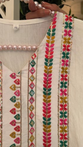 دراعة الطفلة رمضانية لون ابيض تطريز بدوي انيقه ومن...