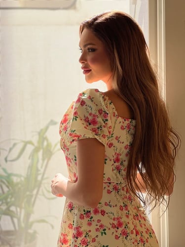 فستان اصفر مشجر خفيف وبارد صيفي