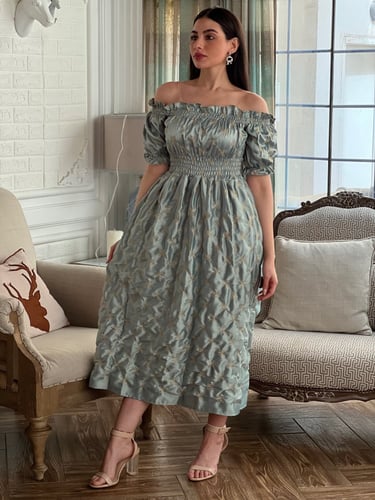 فستان تيفاني طويل تفته عالية الجودة مطرز بخيوط الق...