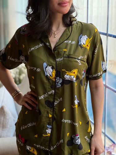 بجامة صيفي اخضر برسمة دونالد داك قطن بنجلاديشي رقم...