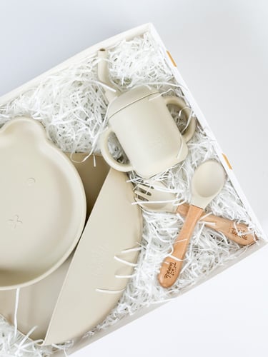 طقم طعام سيليكون بيج مع التغليف