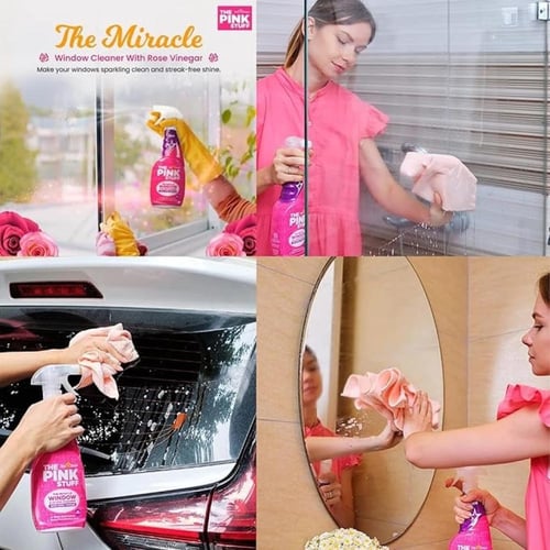 منظف النوافذ والزجاج المعجزة مع خل الورد ذا بينك س...