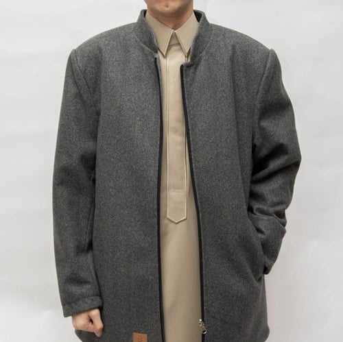 جاكيت دبل فيس رمادي وكحلي “جوخ"