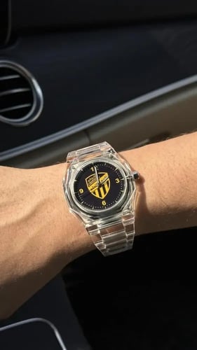 طقم ساعة الاتحاد الشفافة + محفظة الاتحاد + ميدالية