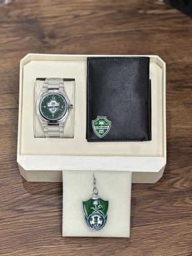 طقم ساعة الاهلي الشفافة + محفظة الاتحاد + ميدالية