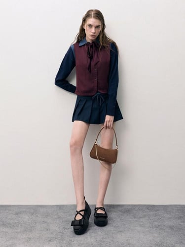 حقيبة إلسبيث كتف بلون الشوكولاتة بنقشة جلد التمساح...