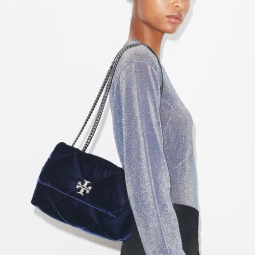 حقيبة كتف صغيرة m من المخمل المبطن بنقشة ماسية من...