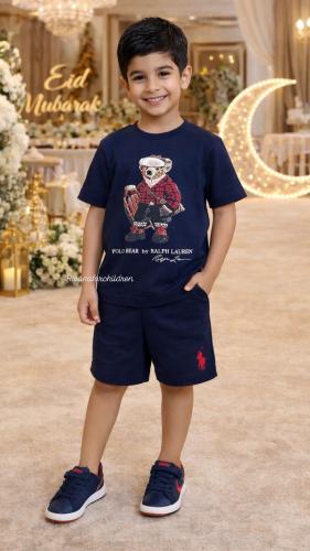 طقم ولادي من قطعتين اللون الكحلي