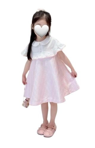 فستان بناتي وردي فخم جدا لون الصيف الجميل