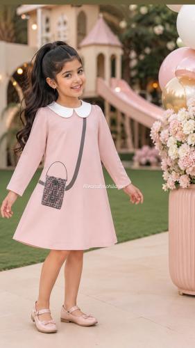 Elegant pink cotton girls' dress