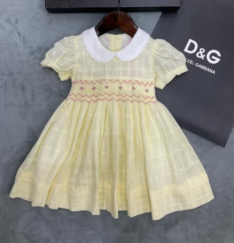 فستان بناتي قطني اللون الاصفر البارد الجميل