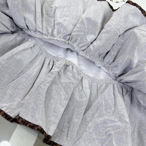 فستان بناتي أبيض مطرز قطن بتفاصيل انيقه باللون الا...