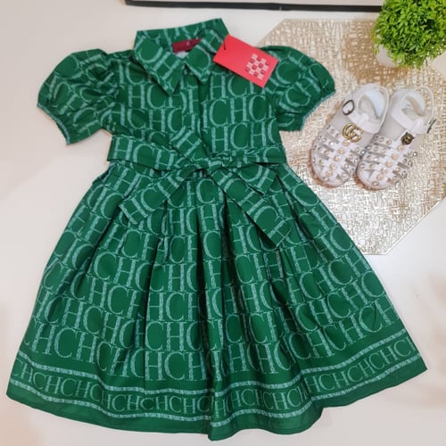 فستان بناتي ناعم وأنيق أخضر