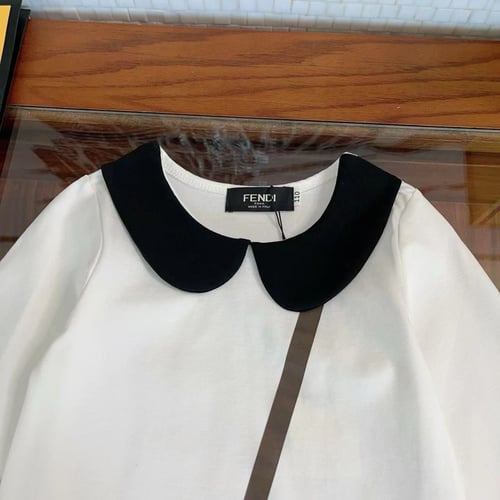 فستان قطني بناتي أنيق ابيض