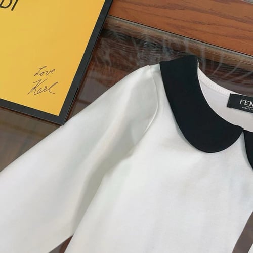 فستان قطني بناتي أنيق ابيض