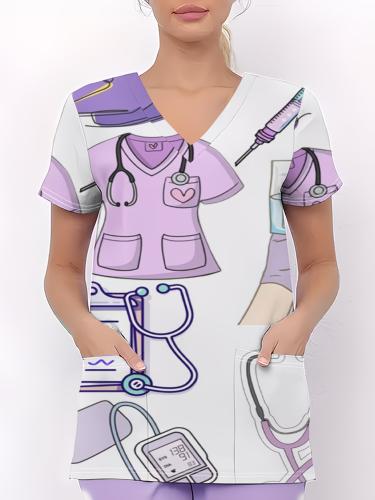 تيشيرت نسائي مطبوع بتصميم رسوم كرتونية