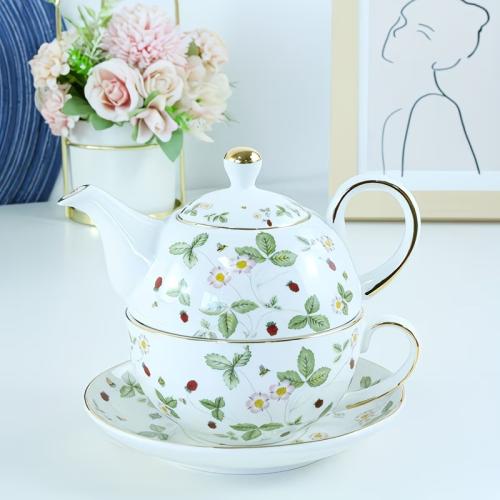 طقم إبريق شاي وفنجان برائحة الفراولة البرية، يتضمن...