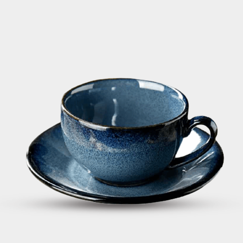 كوب بورسلين مع صحن سماوي منقط 250مل