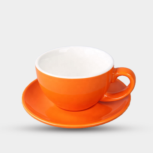 كوب اسبريسو سيراميك مع صحن 250 مل متوفر بعدة ألوان