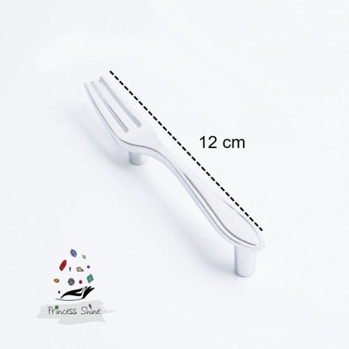 456 - مقبض بشكل شوكة لون ( فضي ) - قطعتين