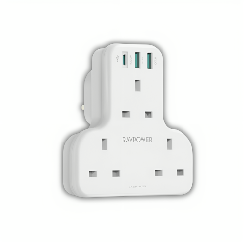 RAVPOWER - شاحن جداري 3 منافذ + USB+ PD منفذين ابي...
