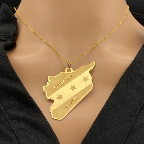 عقد ذهب خريطة سوريا عيار 21 وزن 8 جم لتعبّر عن عشق...