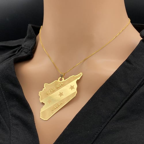 عقد ذهب خريطة سوريا عيار 21 وزن 8 جم لتعبّر عن عشق...