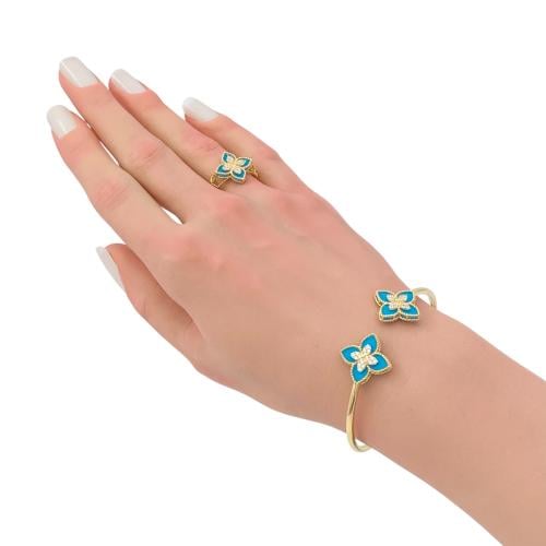 اسوار وخاتم ذهب عيار 18 وزن 10.00 جرام بتصميم روبر...