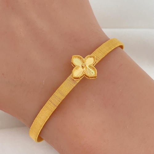 اسورة وردة ذهب صافي عيار 21 وزن 11.68 جم بتصميم مس...