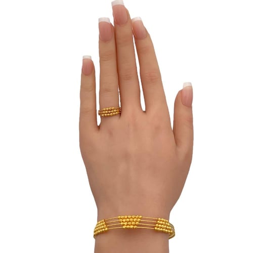 إسوارة وخاتم ذهب دوريكا عيار 21 وزن 10.4 جم لمسة أ...