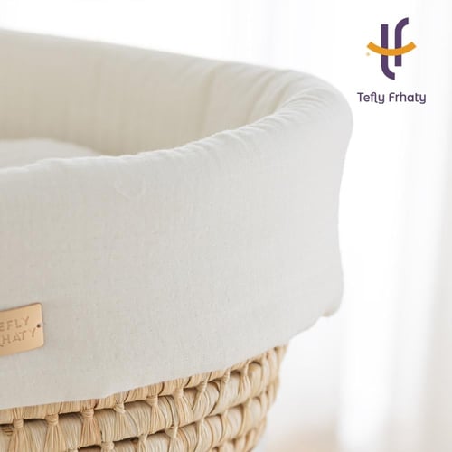 سلة موسى مع حامل هزاز خشبي