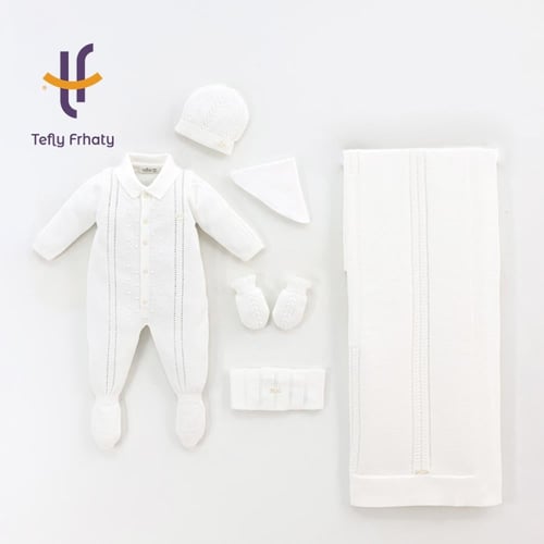 طقم استقبال تركي 6 قطع - اوف وايت