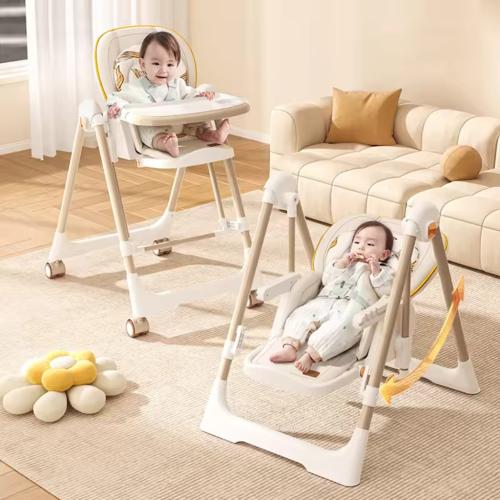 كرسي طعام متعدد الإرتفاعات مع أرجوحة - بيج