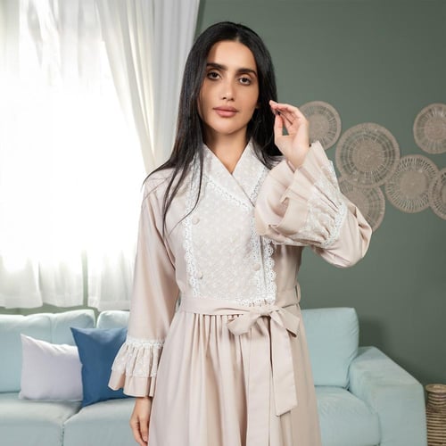 روب استقبال الولادة مريح بأكمام طويلة