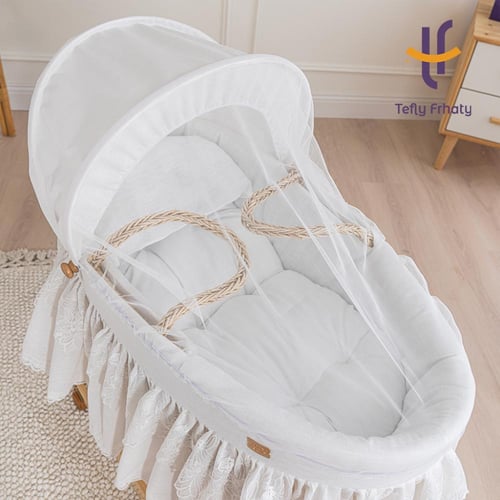 سلة موسى دانتيل مع حامل هزاز خشبي