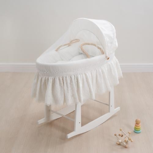 سلة موسى دانتيل مع حامل هزاز ابيض