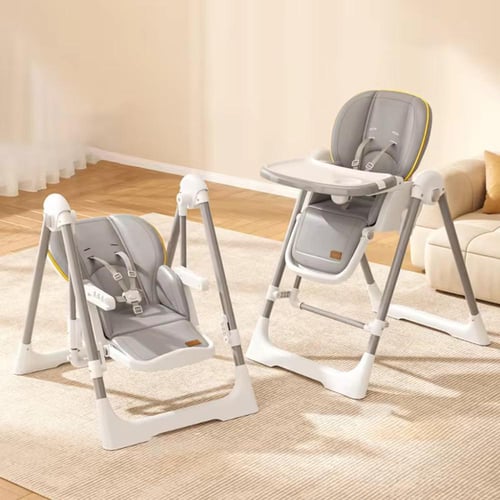 كرسي طعام متعدد الإرتفاعات مع أرجوحة - رمادي