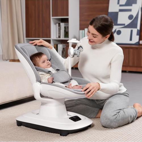 مهد أطفال كهربائي متعدد الوظائف - رمادي