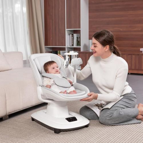 مهد أطفال كهربائي متعدد الوظائف - رمادي فاتح