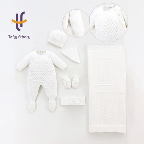 طقم استقبال تركي 6 قطع - اوف وايت