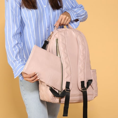 حقيبة ظهر جلد - وردي