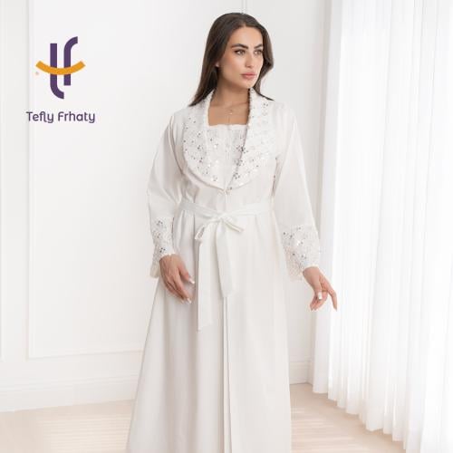 روب Pearl Lace- أوف وايت