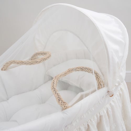 سلة موسى دانتيل مع حامل هزاز ابيض